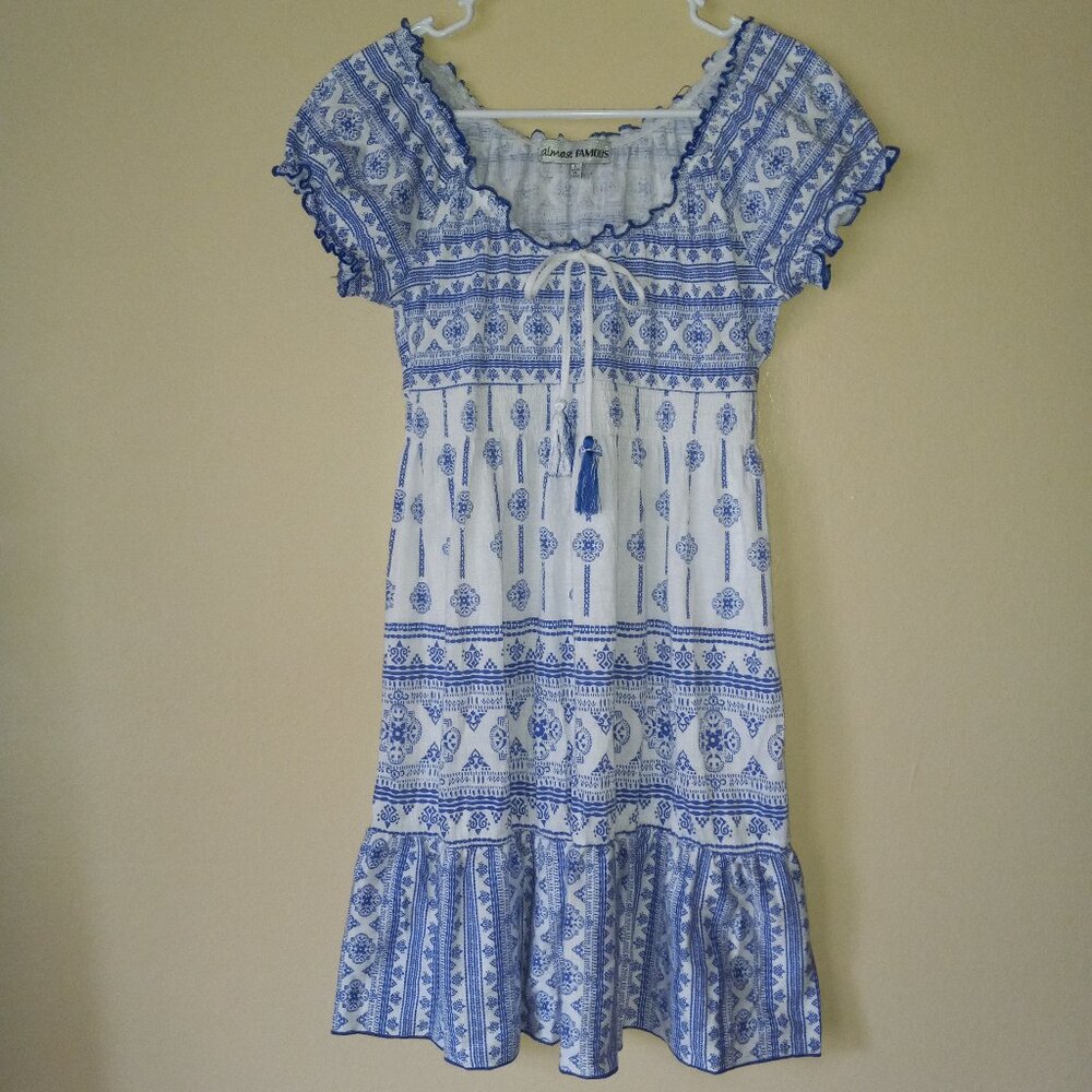 Off-Shoulder Azul-y-Blanco Tequila Dress 👗 Women's L
